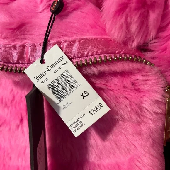 NWT Gorgeous Juicy Couture Faux Fur Hot Pink Coat XS - Picture 12 of 12